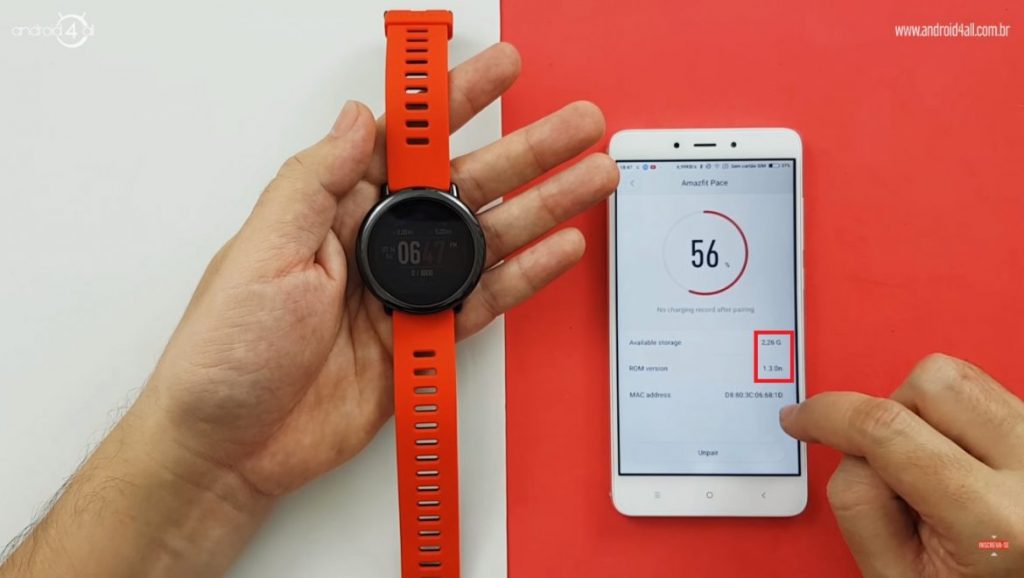 Quantidade de memória disponível no AMAZFIT