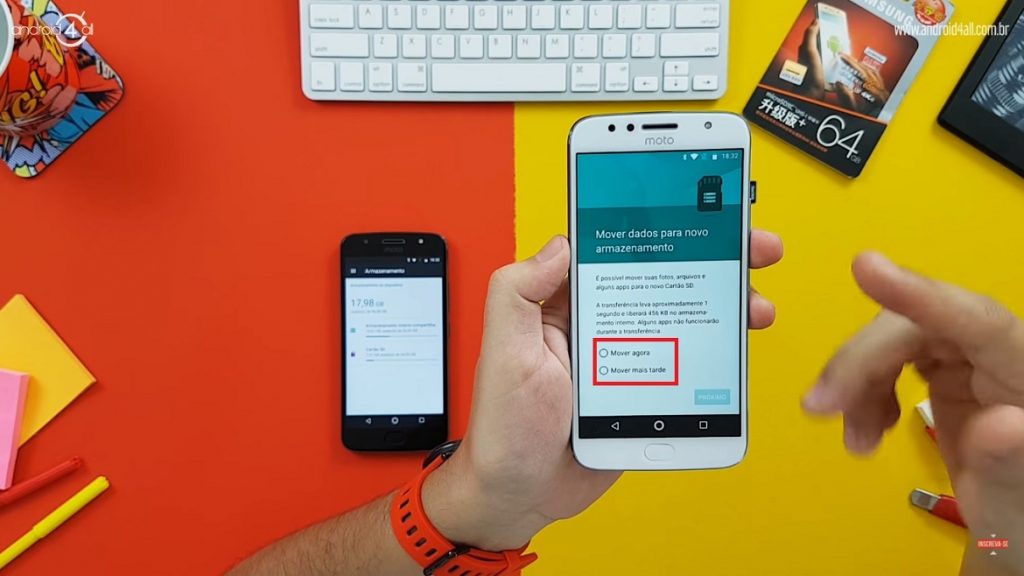 Movimentação dos arquivos do celular para a nova memória